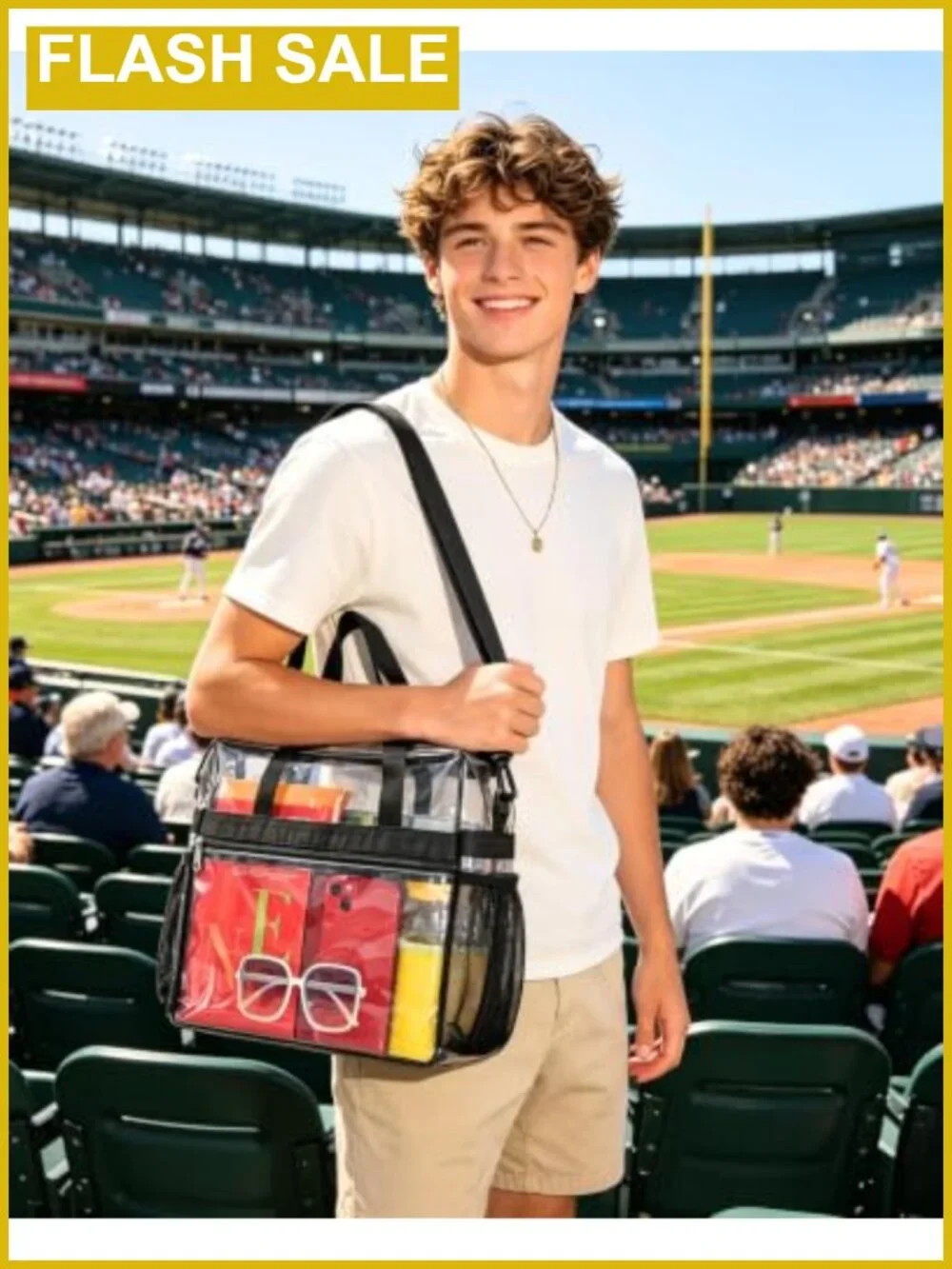 Clear Tote Bag Stadium Approved 12x12x6 PVC Water Resistant Crossbody